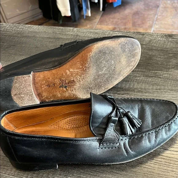 Black Leather Tassel Loafers - Picture 4 of 5